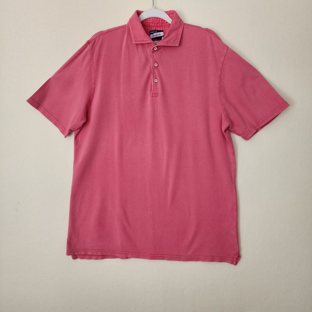 Johnnie-O Surfside Mens Large Pink Short Sleeve Pique Polo Shirt Cotton Spandex